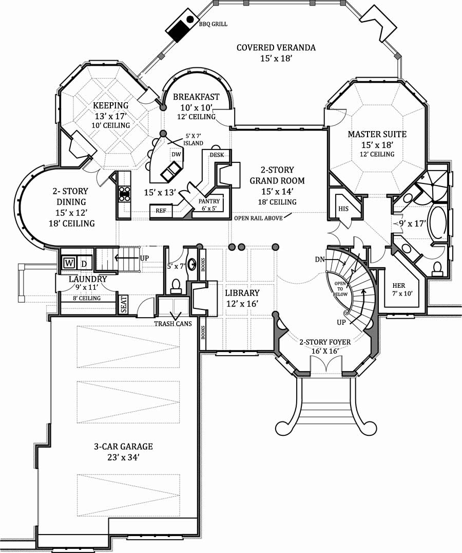 1st Floor Plan image of Hennessey House House Plan